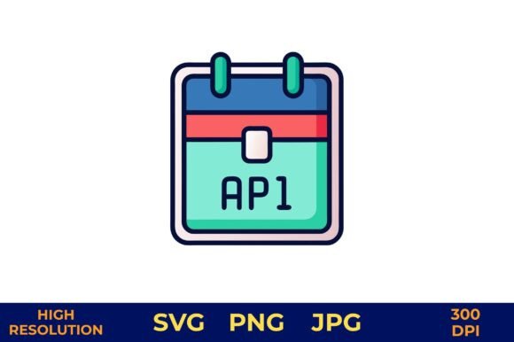 API Icon with April 1 Date in Bright: A Versatile Design for Digital Creators
