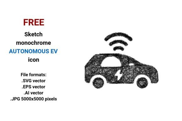 FREE Sketch Autonomous EV Icon - 4 File Formats