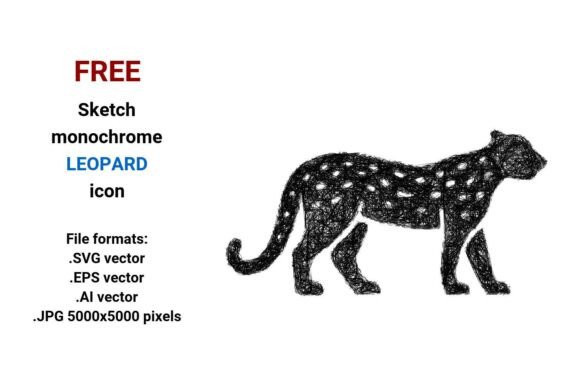 FREE Sketch Leopard Icon and FREE Sketch Black and White Leopard Icon: A Versatile Design Asset