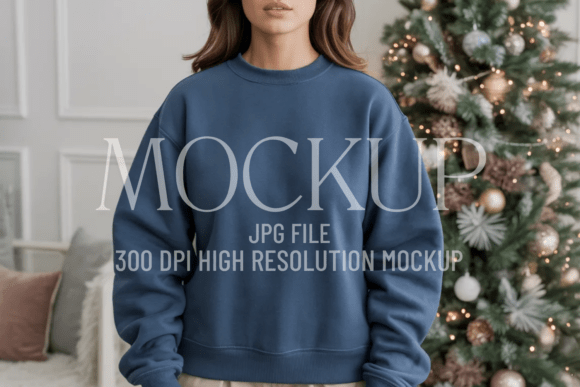 Gildan 18000 Xmas Scene Premium Minimal Mockup: Elevate Your Design Presentation
