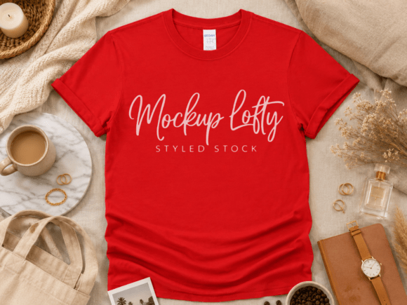 Gildan 64000 Red T-shirt Mockup: A Versatile Tool for Designers and Creators