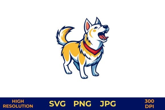 Husky Dog Barking Joyfully in Bright