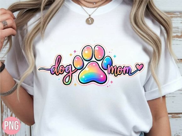 Rainbow Glitter Dog Mom Paw Shirt PNG: A Versatile Digital Design for Creative Projects