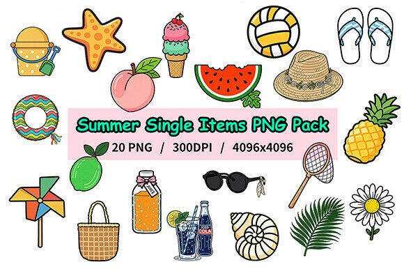 Summer Clipart Bundle – 20 Elements: A Versatile Resource for Creative Projects