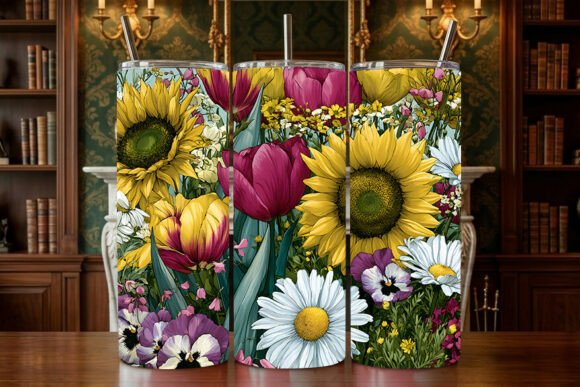 Sunflowers and Tulips Garden 20oz Skinny