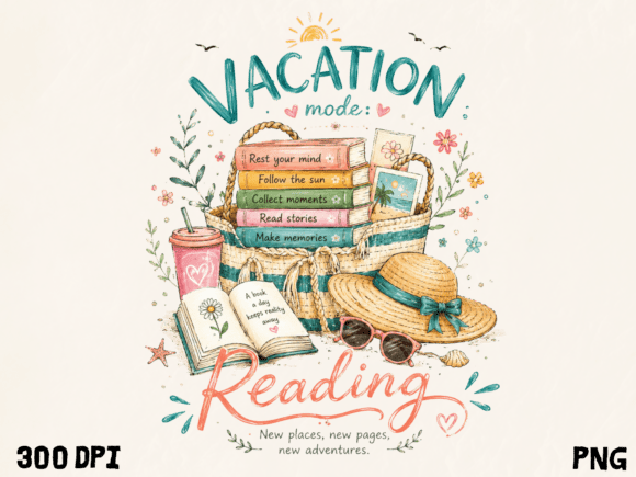 Vacation Mode Reading PNG: A Versatile Digital Design for Creative Projects
