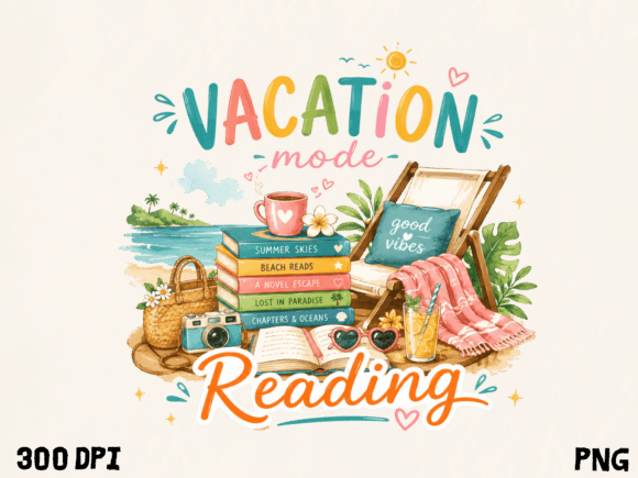 Vacation Mode Reading Summer PNG