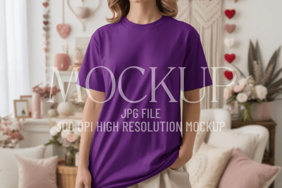 Valentine’s Day Team Purple Shirt Mockup: Elevate Your Design Game with a Minimalist Approach