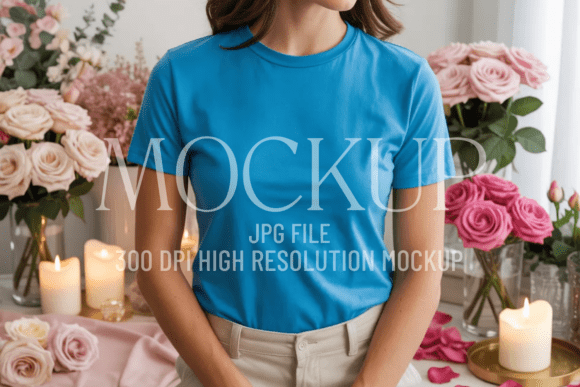 Valentines Day Turquoise Shirt Mockup: Elevate Your Design Game with a Minimalist Approach