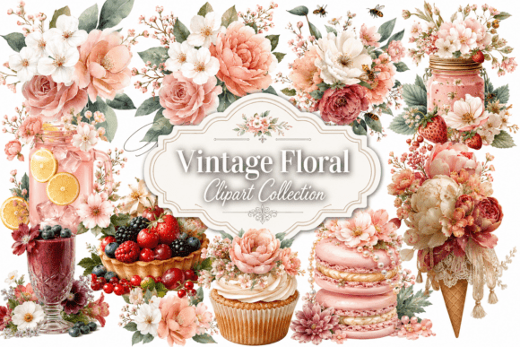 Vintage Floral Clipart Bundle