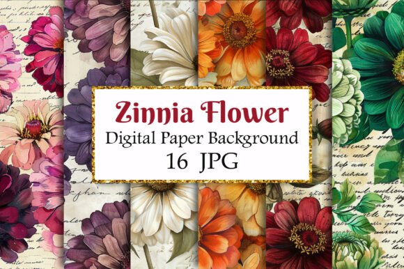 Vintage Zinnia Flower Digital Paper: A Creative Asset for Designers and Crafters